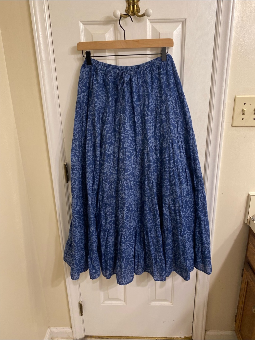 LAUREN RALPH LAUREN TIERED PRAIRIE SKIRT DRAWSTRING CHAMBRAY FLORAL MAXI MEDIUM - Picture 13 of 13